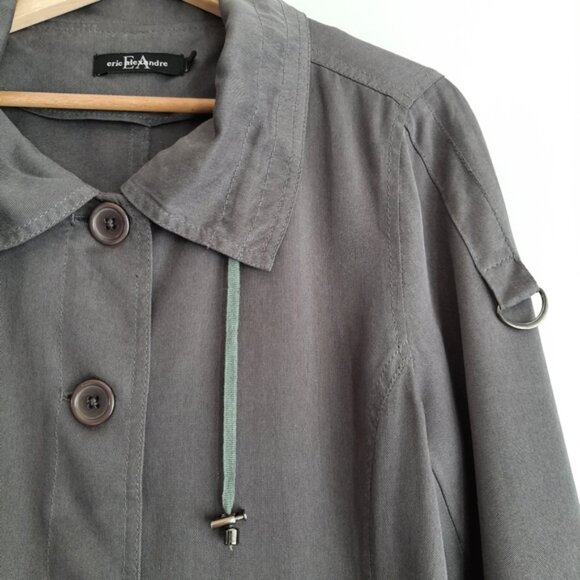 ERIC ALEXANDRE Lyocel Tencel Button Down Front Jacket Gray Sz 12 Flawed - Picture 3 of 13